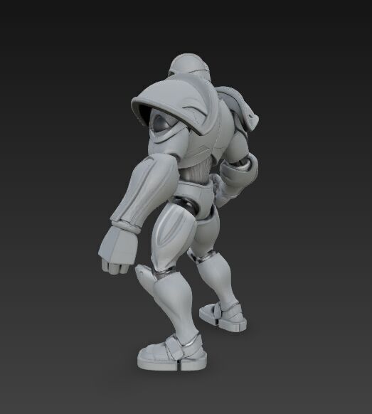 Retro Armored Robot Hero  80s SciFi Style 3D Model 3D print model_18