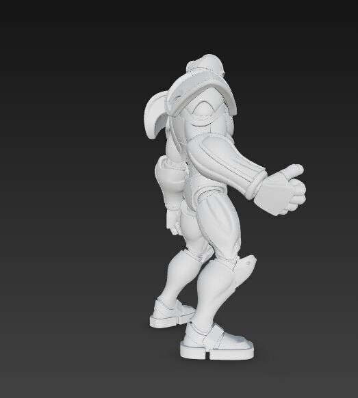 Retro Armored Robot Hero  80s SciFi Style 3D Model 3D print model_9