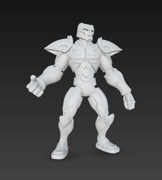 Retro Armored Robot Hero  80s SciFi Style 3D Model 3D print model_7