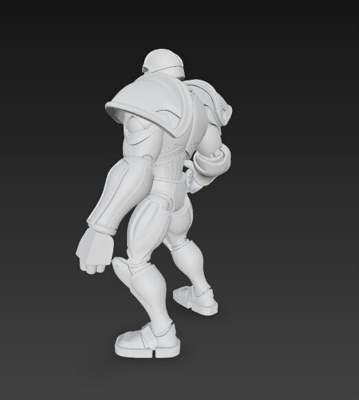 Retro Armored Robot Hero  80s SciFi Style 3D Model 3D print model_11