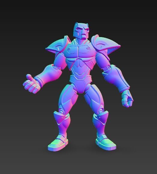Retro Armored Robot Hero  80s SciFi Style 3D Model 3D print model_6