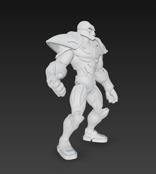 Retro Armored Robot Hero  80s SciFi Style 3D Model 3D print model_8
