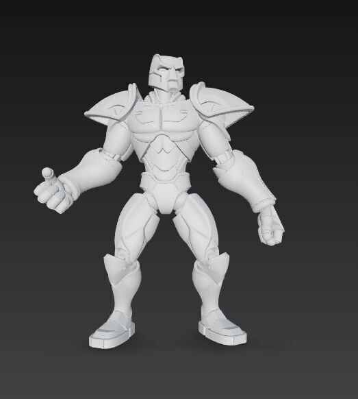 Retro Armored Robot Hero  80s SciFi Style 3D Model 3D print model_14