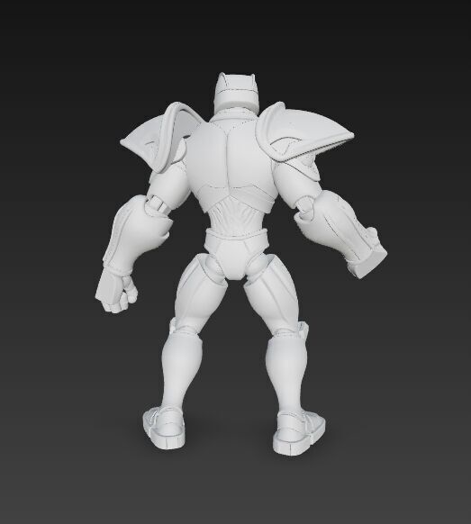 Retro Armored Robot Hero  80s SciFi Style 3D Model 3D print model_10