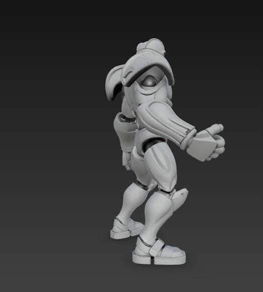 Retro Armored Robot Hero  80s SciFi Style 3D Model 3D print model_16