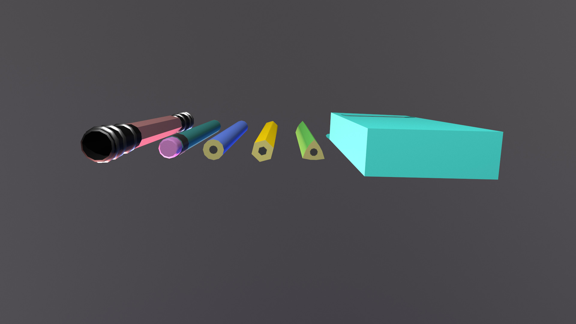 set of pencils Free low-poly 3D model_2