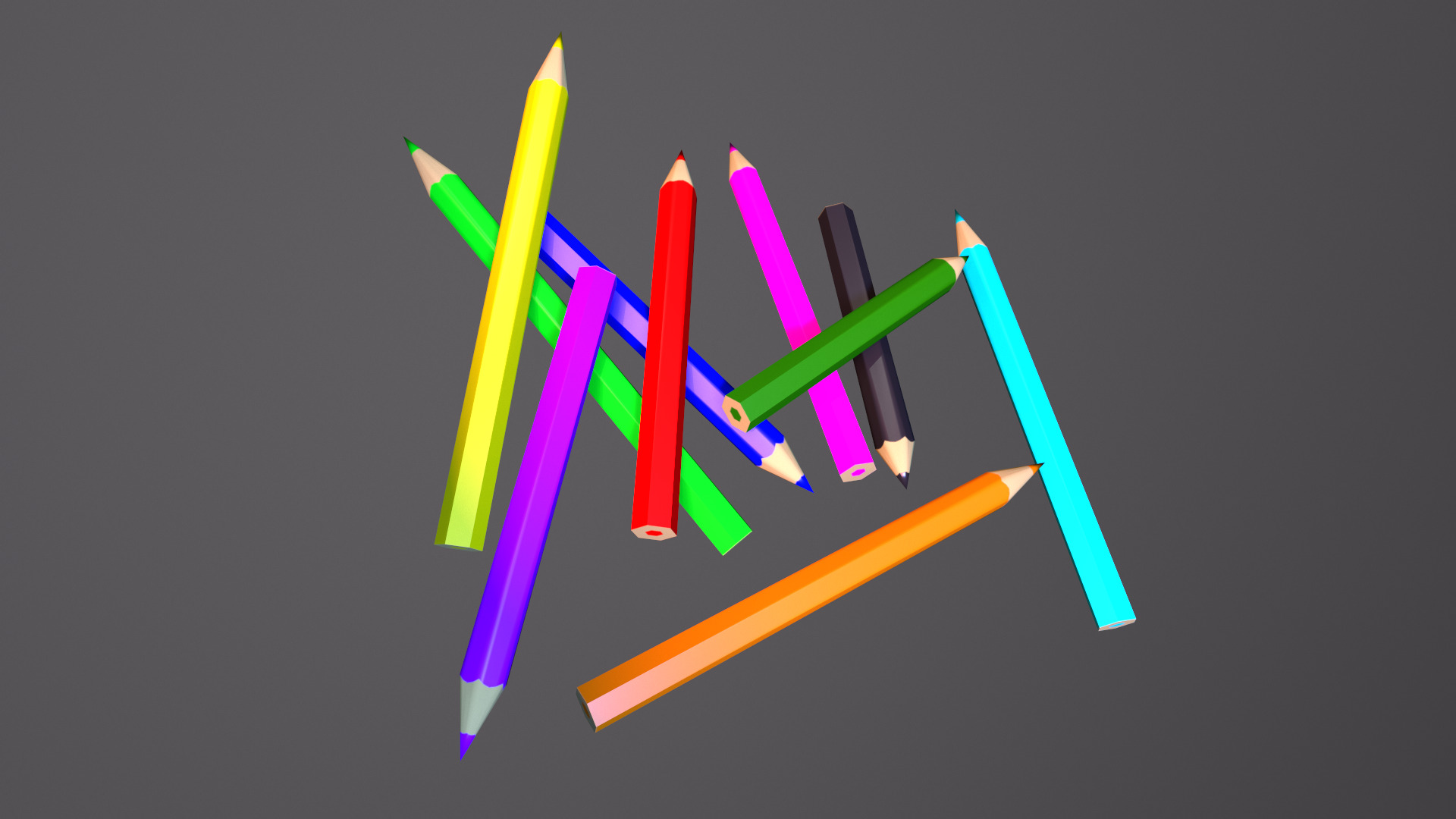 set of pencils Free low-poly 3D model_4