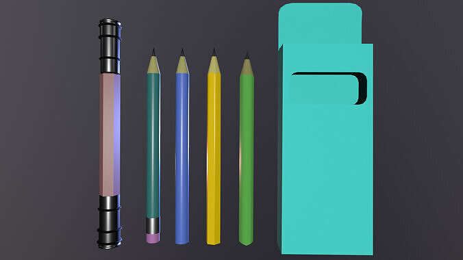 set of pencils Free low-poly 3D model