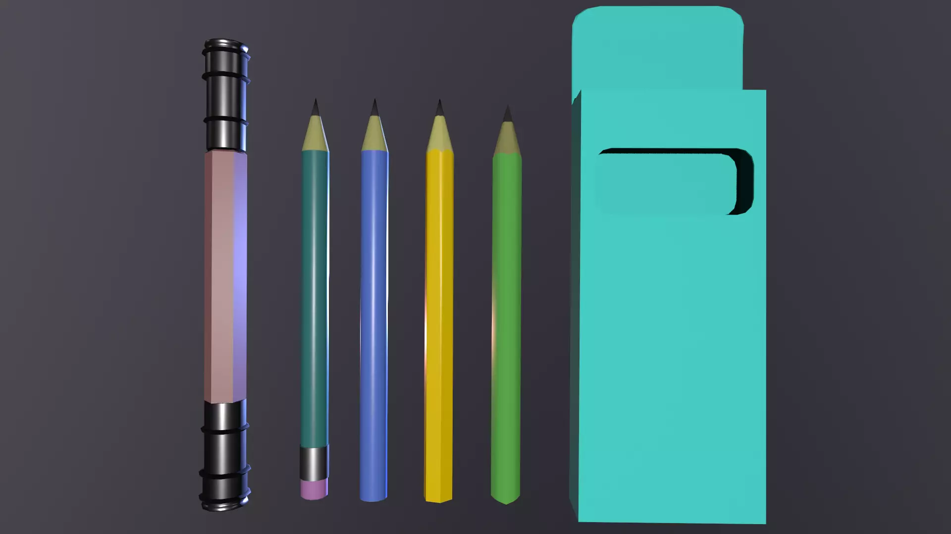 set of pencils Free low-poly 3D model_0