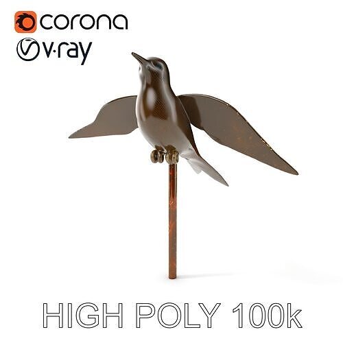 Metallic Bird Sculpture Model Pack for Creative Projects Low-poly 3D model
