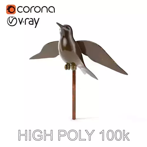 Metallic Bird Sculpture Model Pack for Creative Projects Low-poly 3D model