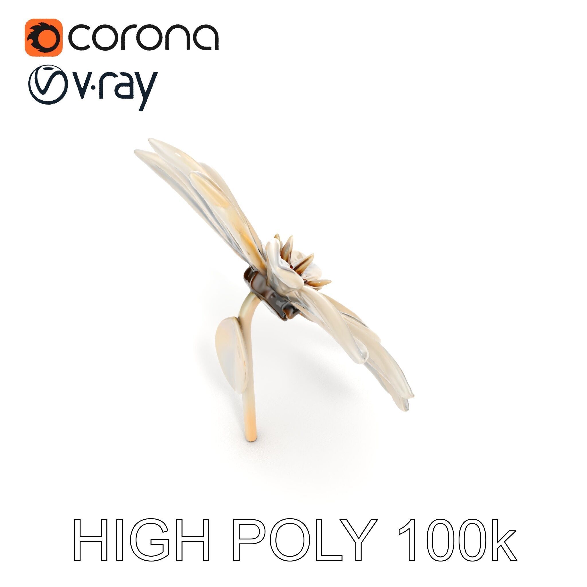 Metallic Flower Sculpture Model Pack Low-poly 3D model_18