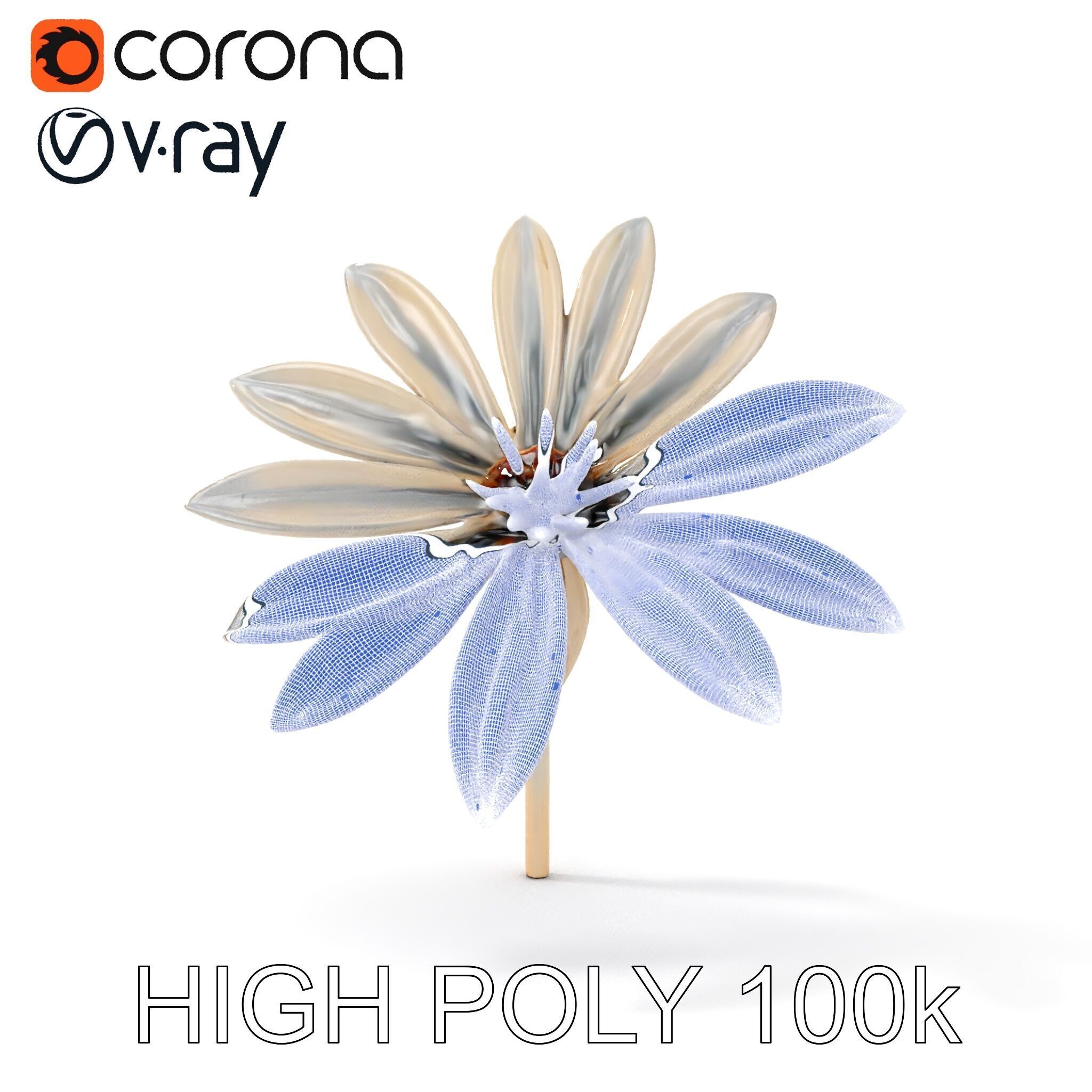 Metallic Flower Sculpture Model Pack Low-poly 3D model_27