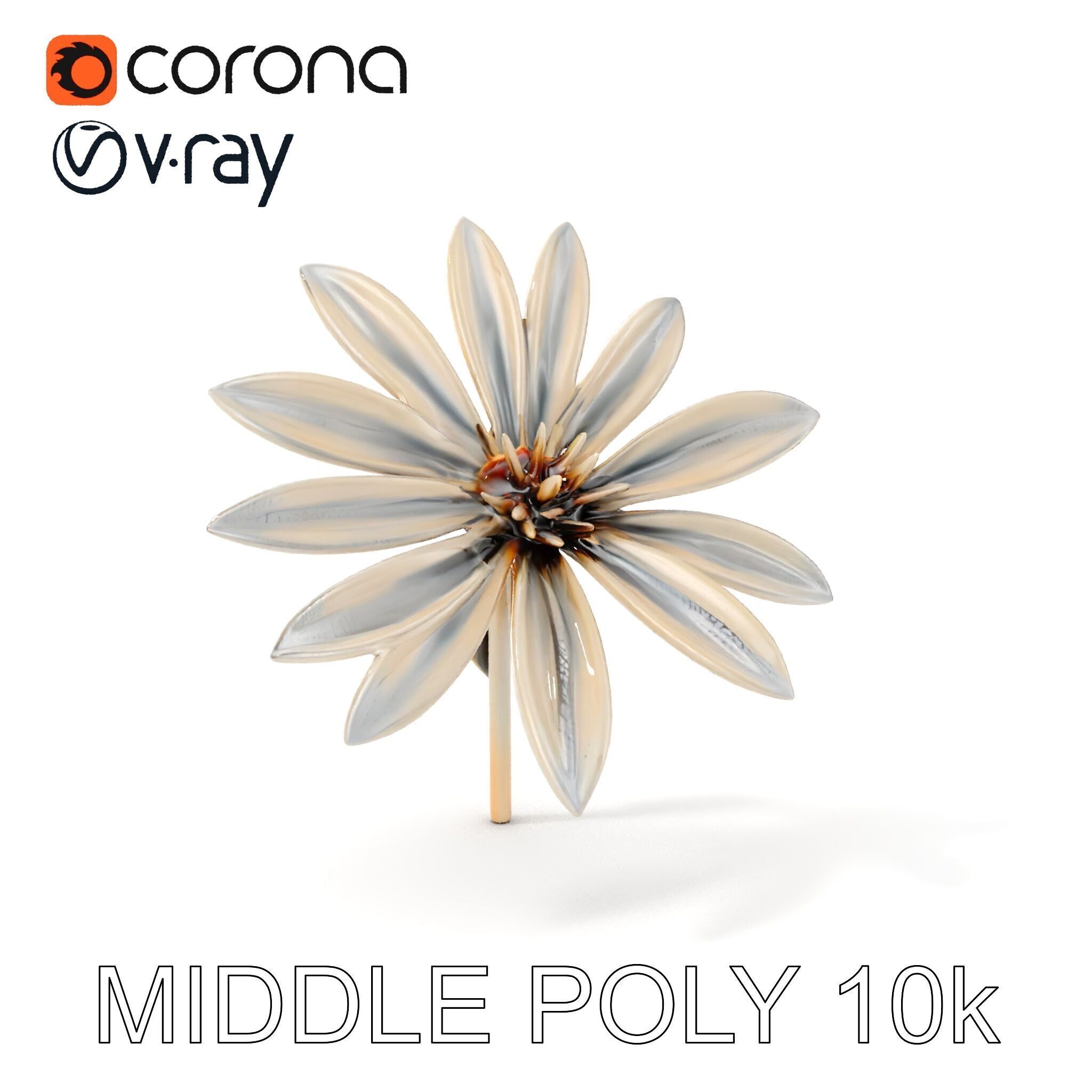 Metallic Flower Sculpture Model Pack Low-poly 3D model_6