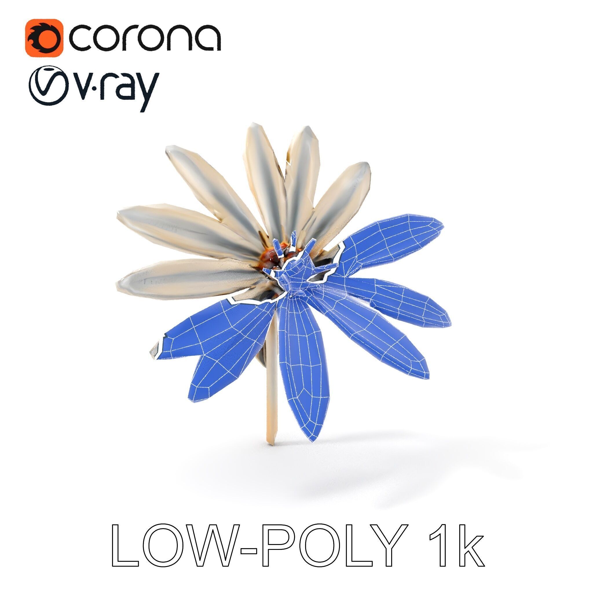 Metallic Flower Sculpture Model Pack Low-poly 3D model_11