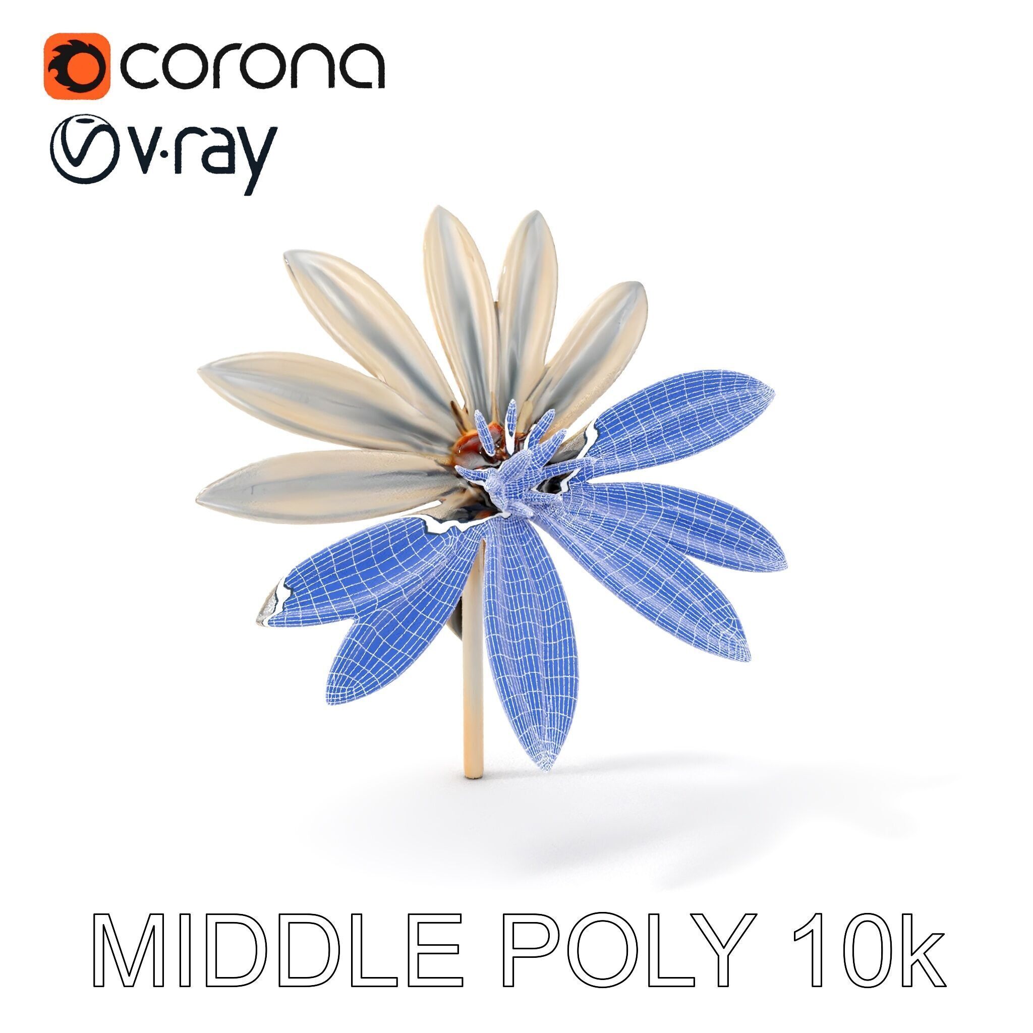 Metallic Flower Sculpture Model Pack Low-poly 3D model_13