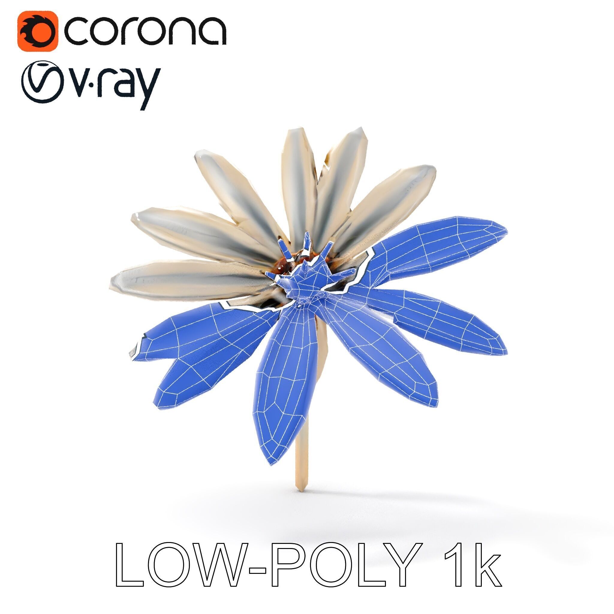Metallic Flower Sculpture Model Pack Low-poly 3D model_26