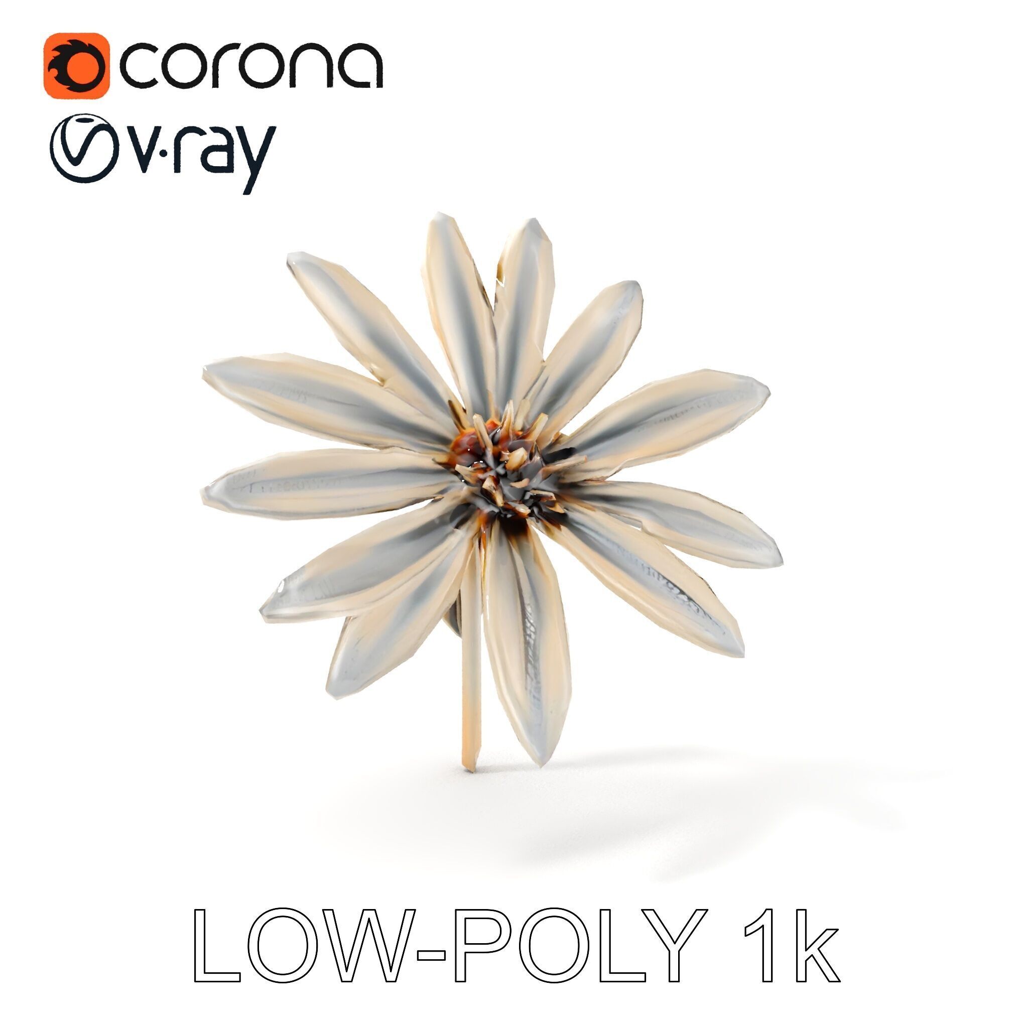 Metallic Flower Sculpture Model Pack Low-poly 3D model_7