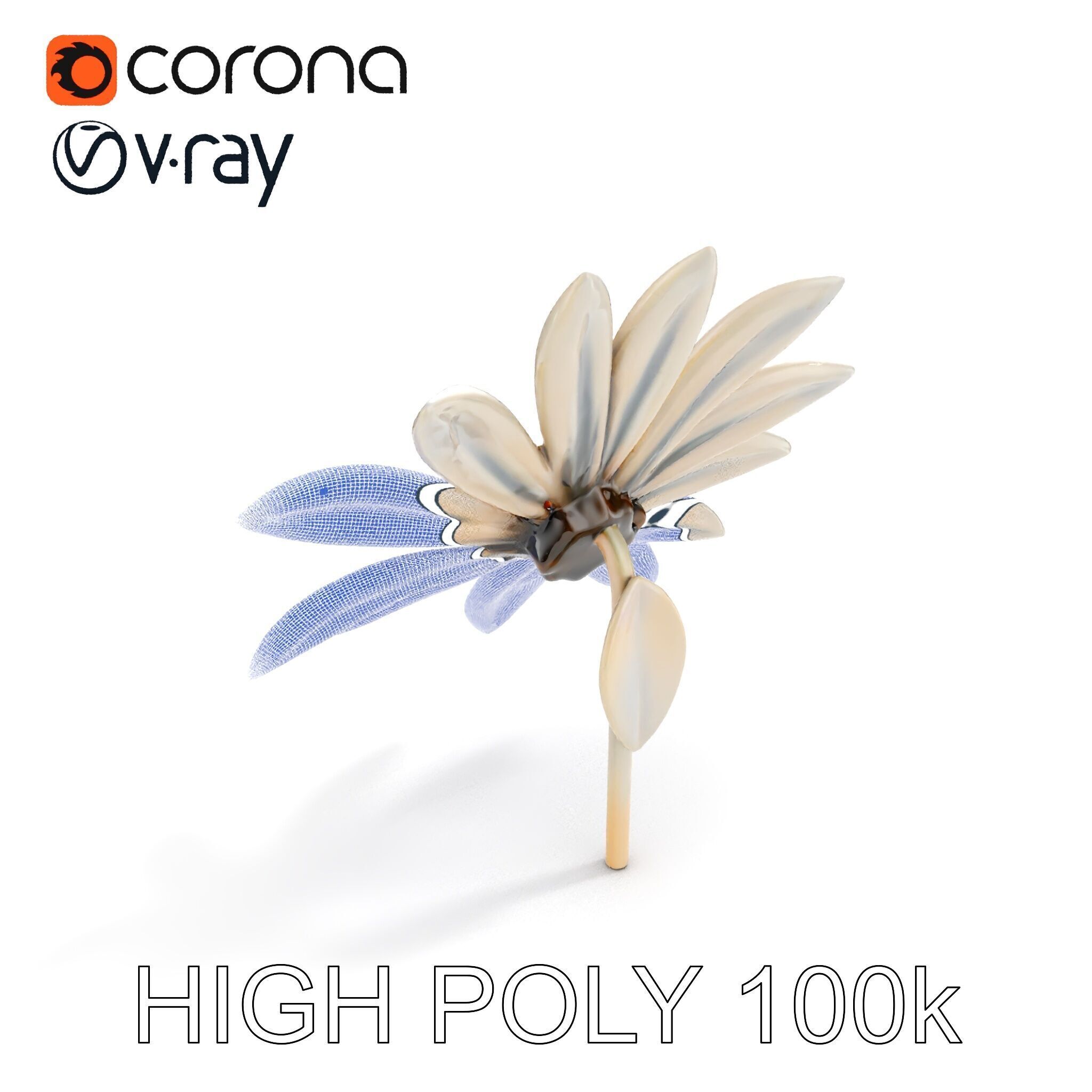 Metallic Flower Sculpture Model Pack Low-poly 3D model_30