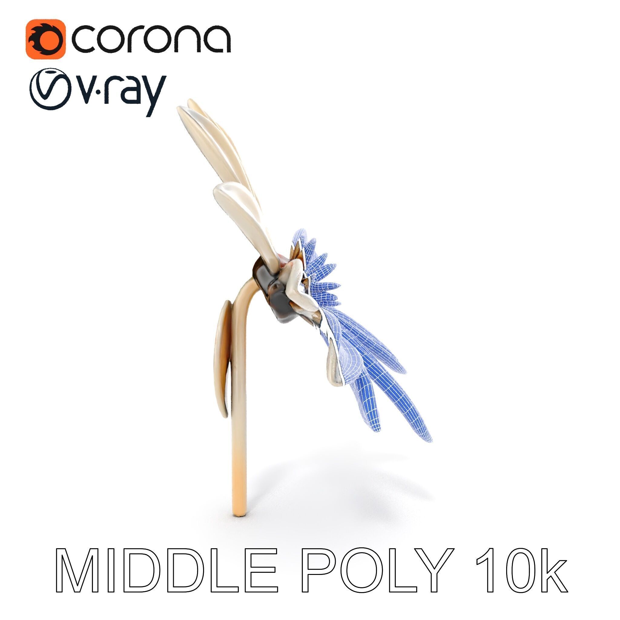 Metallic Flower Sculpture Model Pack Low-poly 3D model_31