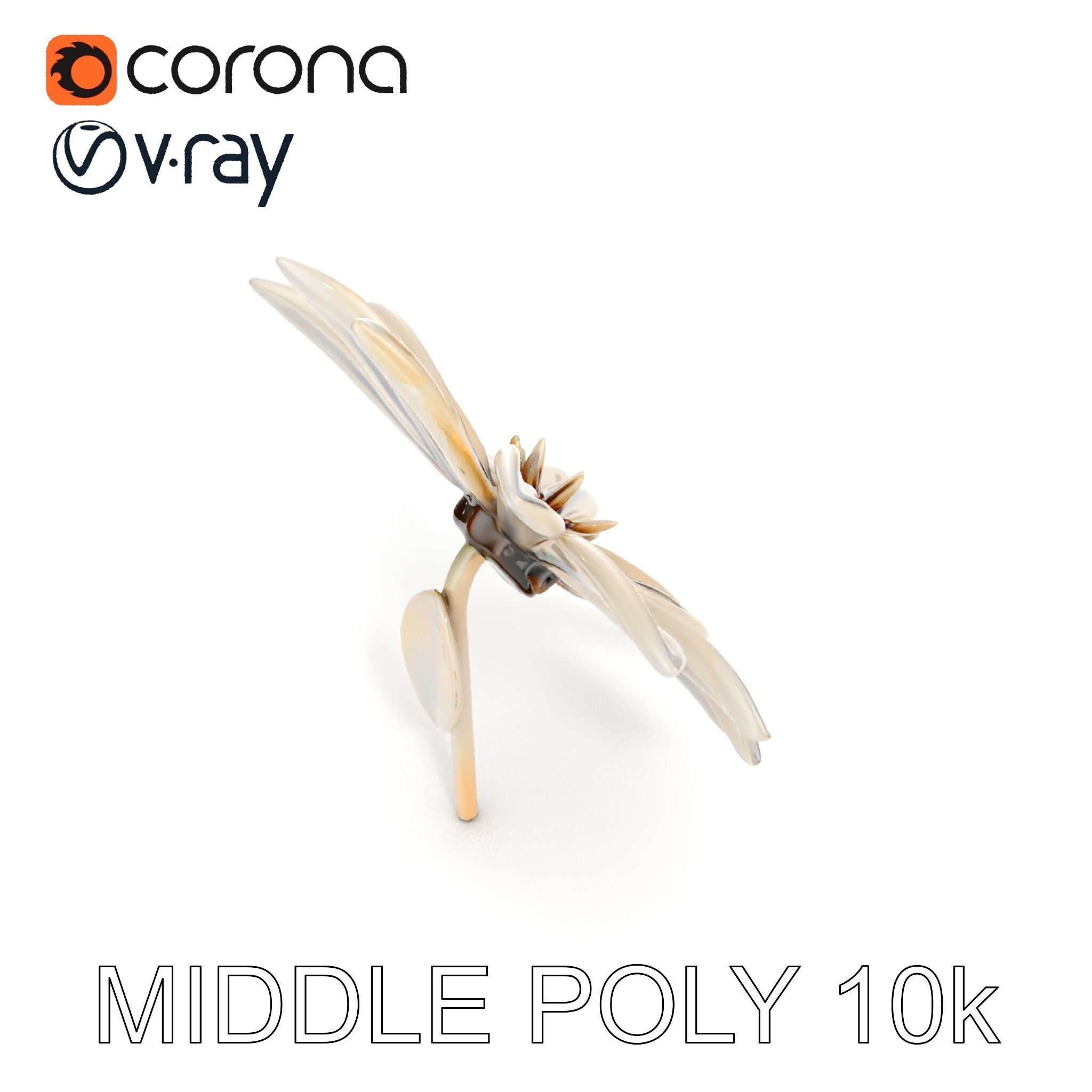 Metallic Flower Sculpture Model Pack Low-poly 3D model_16