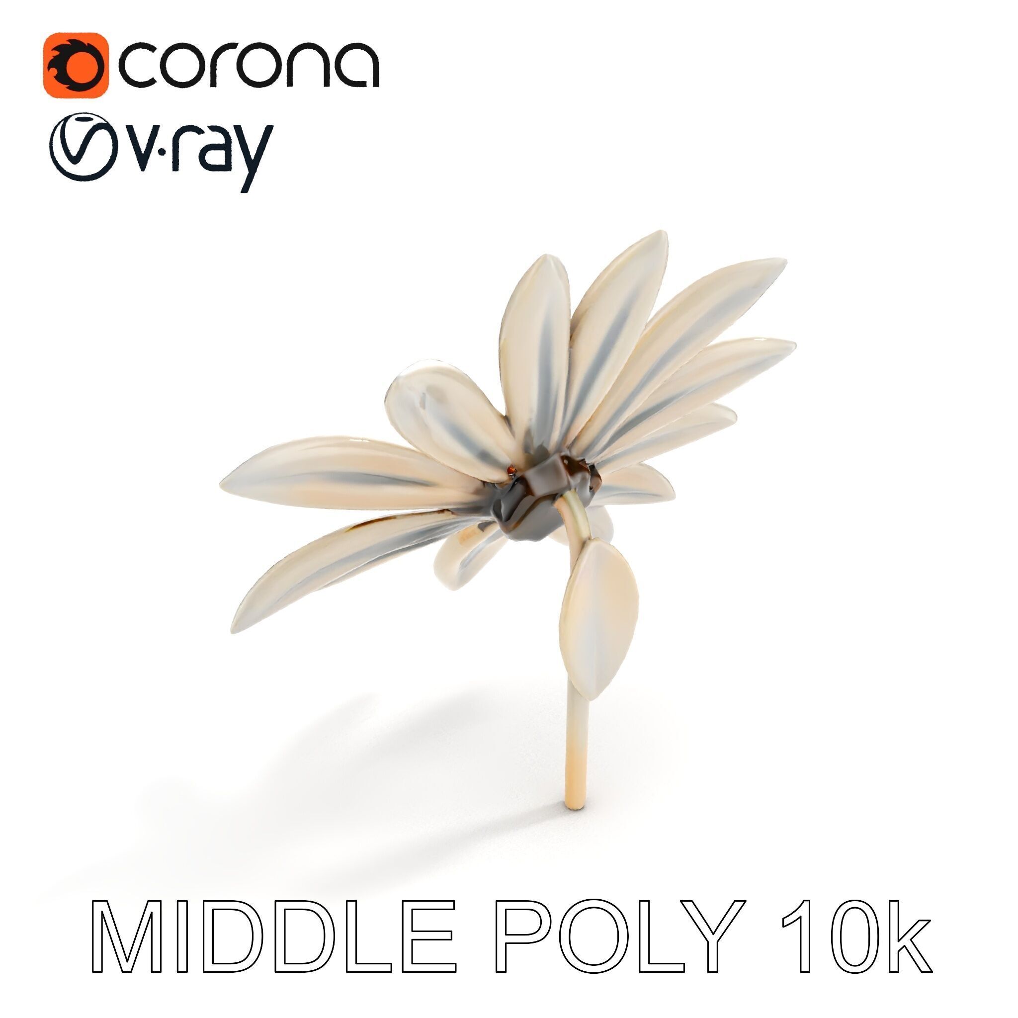 Metallic Flower Sculpture Model Pack Low-poly 3D model_8