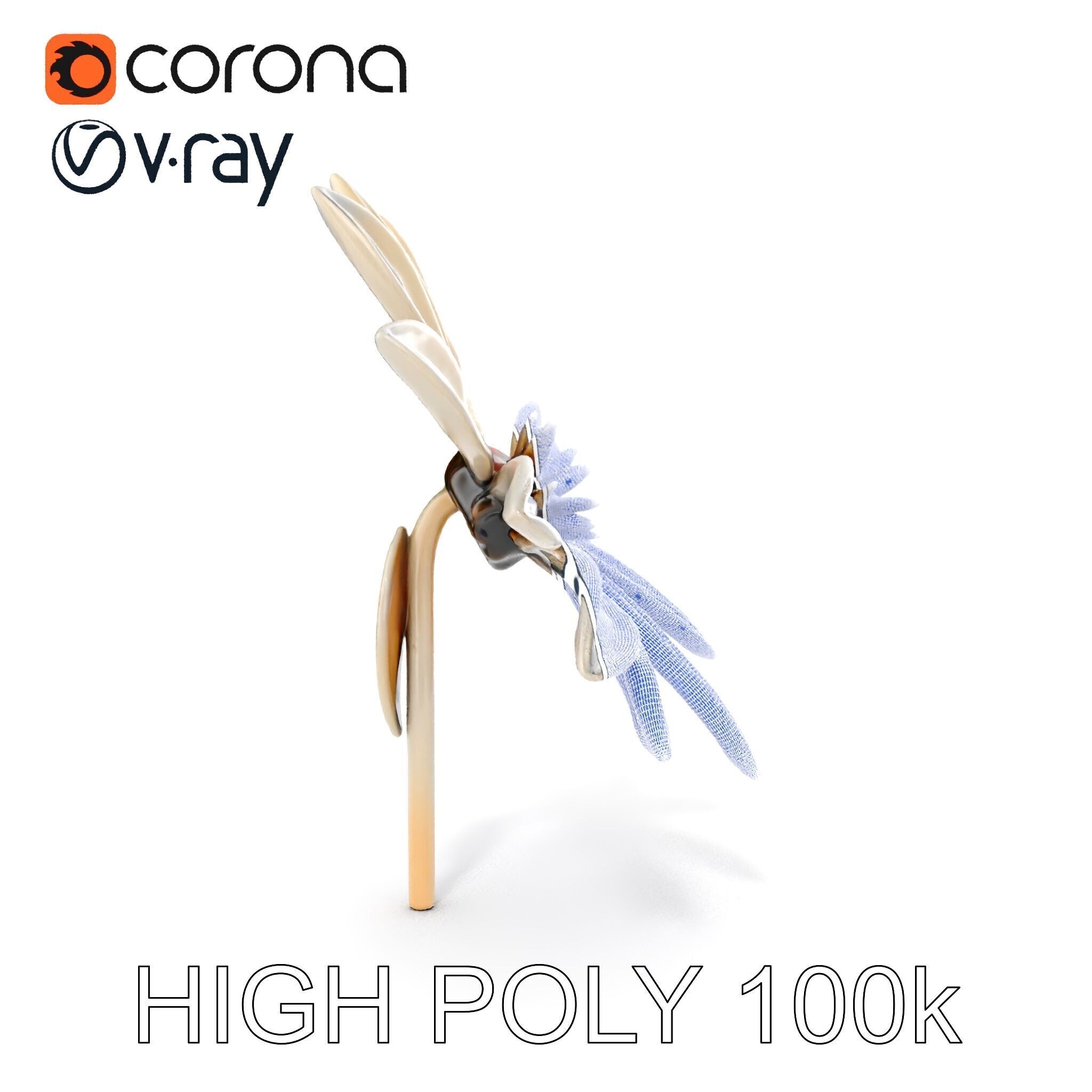 Metallic Flower Sculpture Model Pack Low-poly 3D model_21