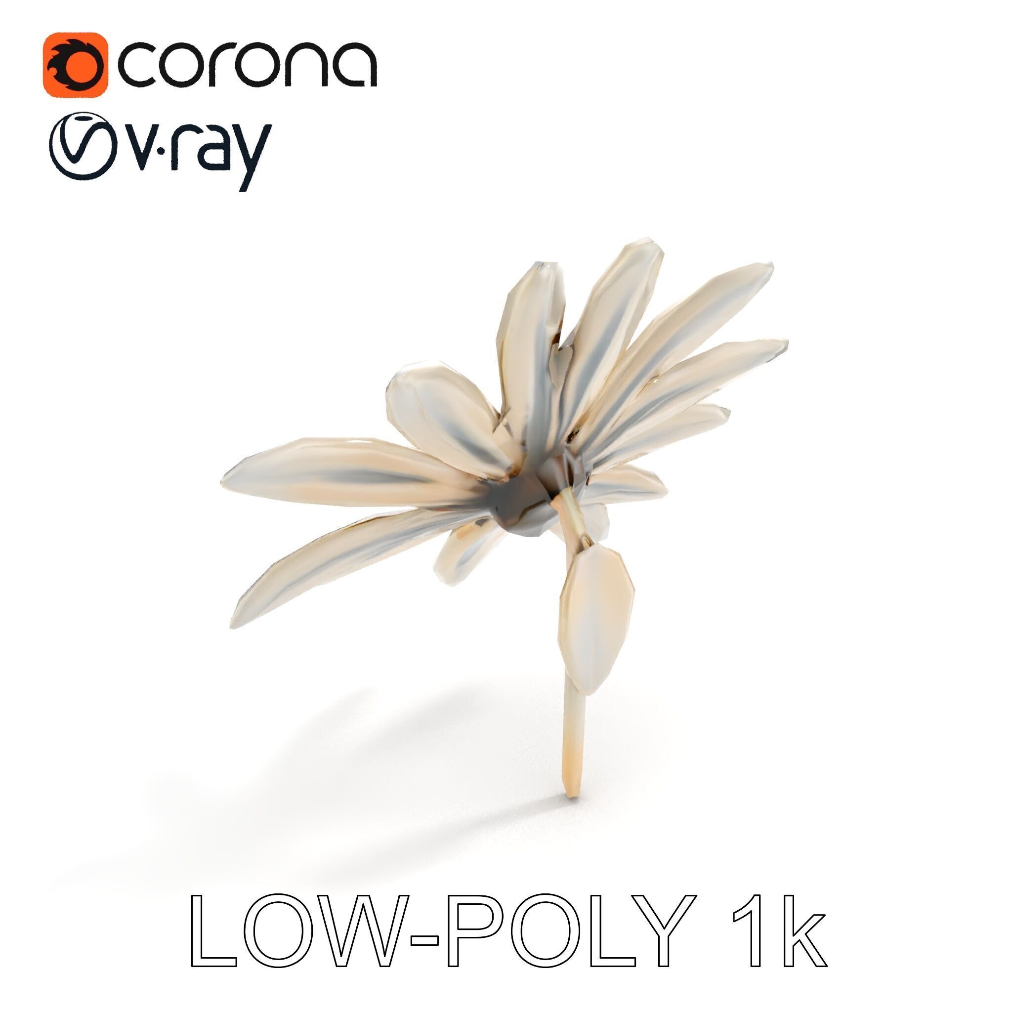 Metallic Flower Sculpture Model Pack Low-poly 3D model_23