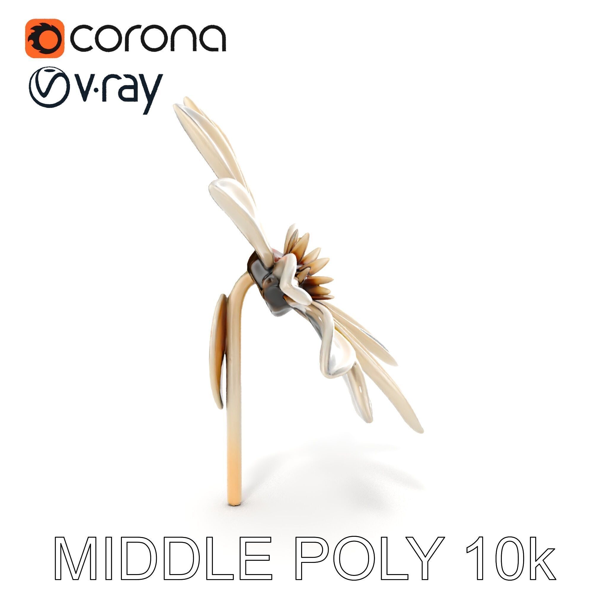 Metallic Flower Sculpture Model Pack Low-poly 3D model_22