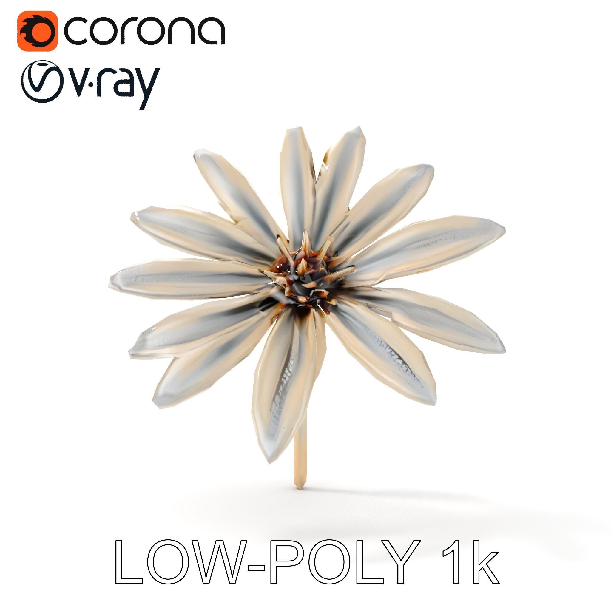Metallic Flower Sculpture Model Pack Low-poly 3D model_29