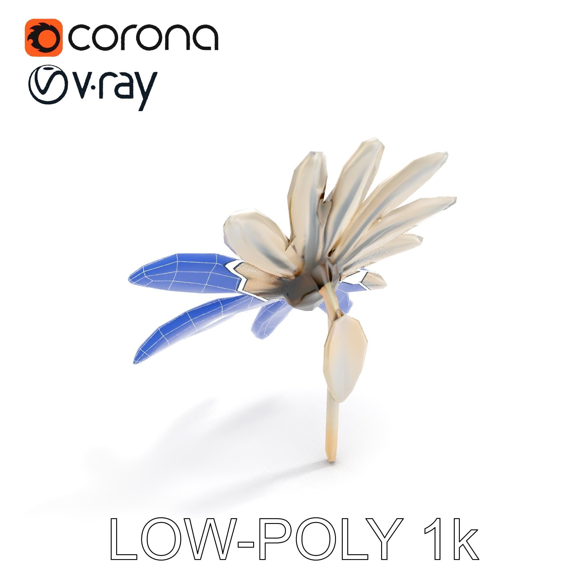 Metallic Flower Sculpture Model Pack Low-poly 3D model_17