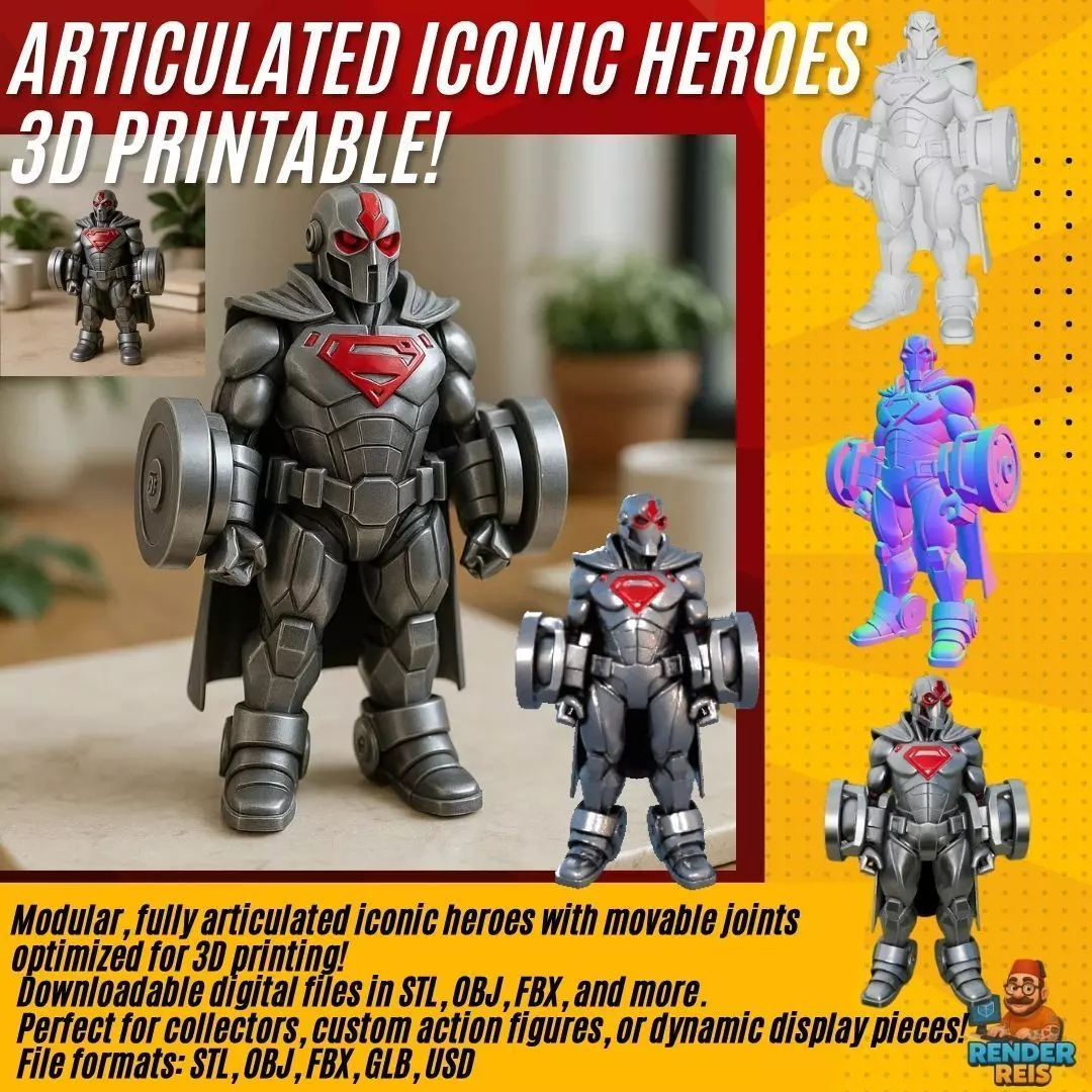 Cyber Hero Armor Retro Sci-Fi 3D Model 3D print model_0