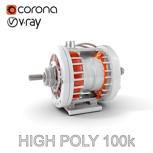 Electric Motor Model Pack with Detailed Coils Low-poly 3D model