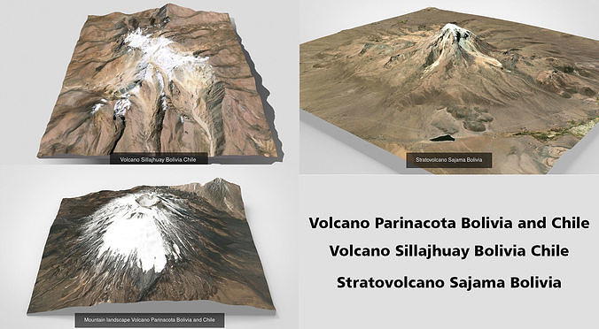 Volcano Parinacota Sajama Sillajhuay Bolivia and Chile 3D Model Collection