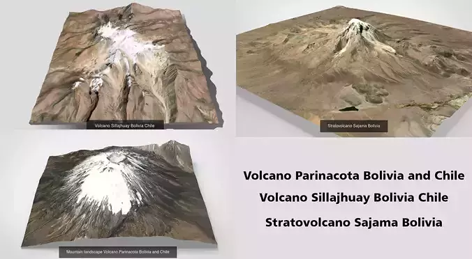 Volcano Parinacota Sajama Sillajhuay Bolivia and Chile 3D Model Collection