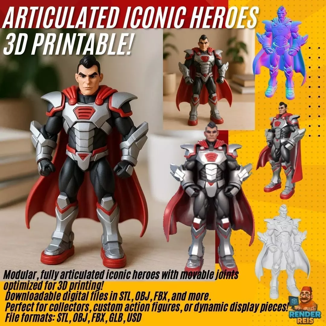 Armored Superhero Collectible 3D Printable Action Figure 3D print model_0