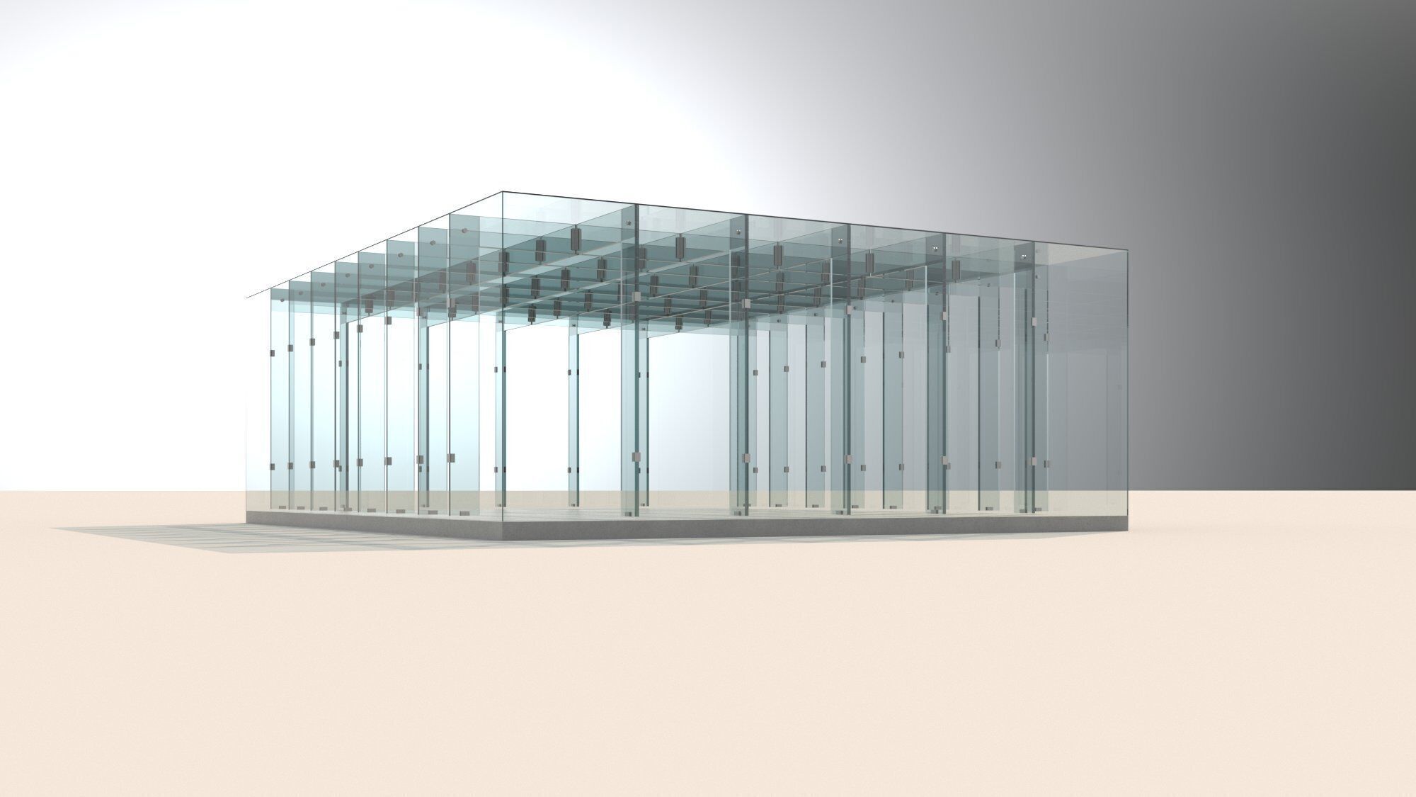 Apple Glass Cube 3D model_3