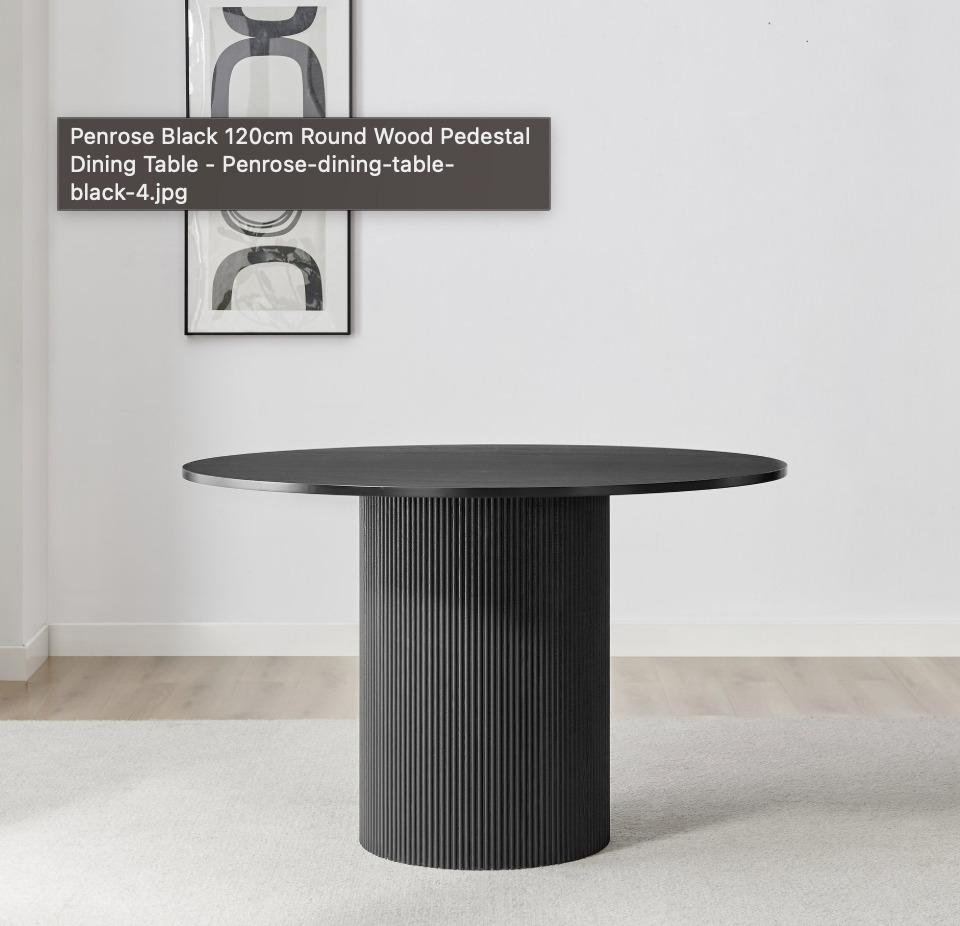 Penrose Black Round Wood Pedestal Dining Table 3D model_2