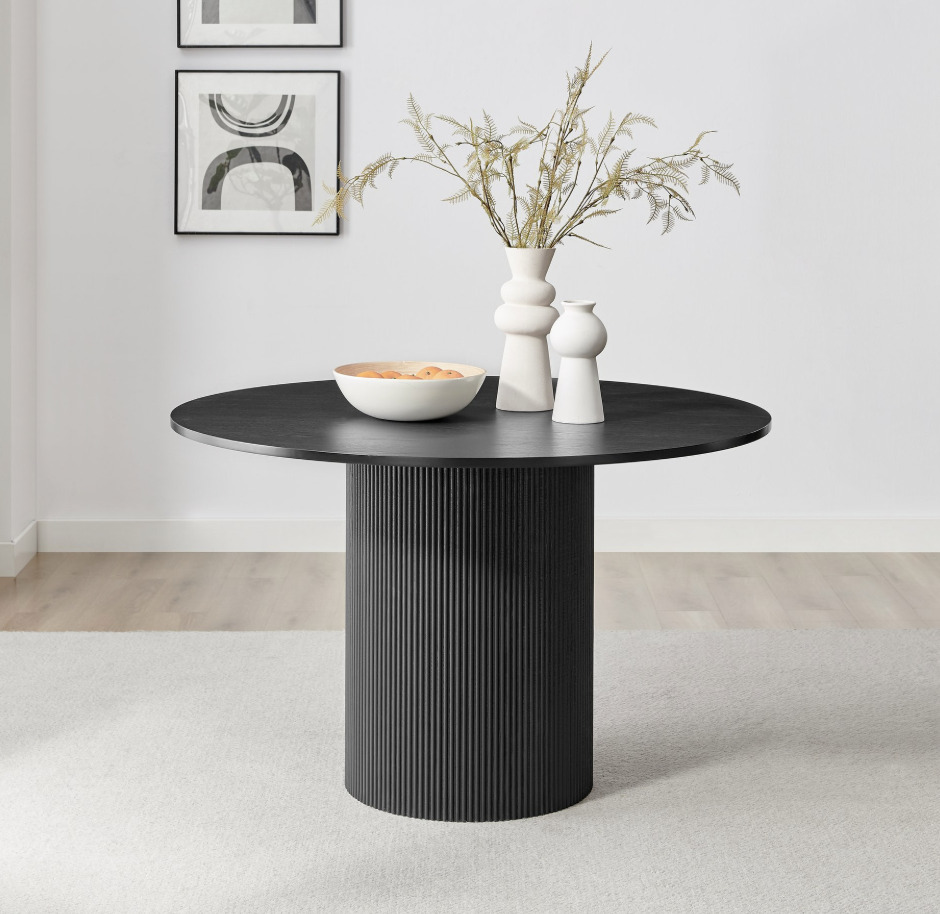 Penrose Black Round Wood Pedestal Dining Table 3D model_1