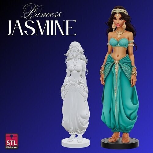 Princess Jasmine Comic Style FanArt 3D print model