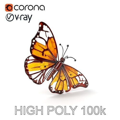 Monarch Butterfly D Model Pack Low-poly 3D model