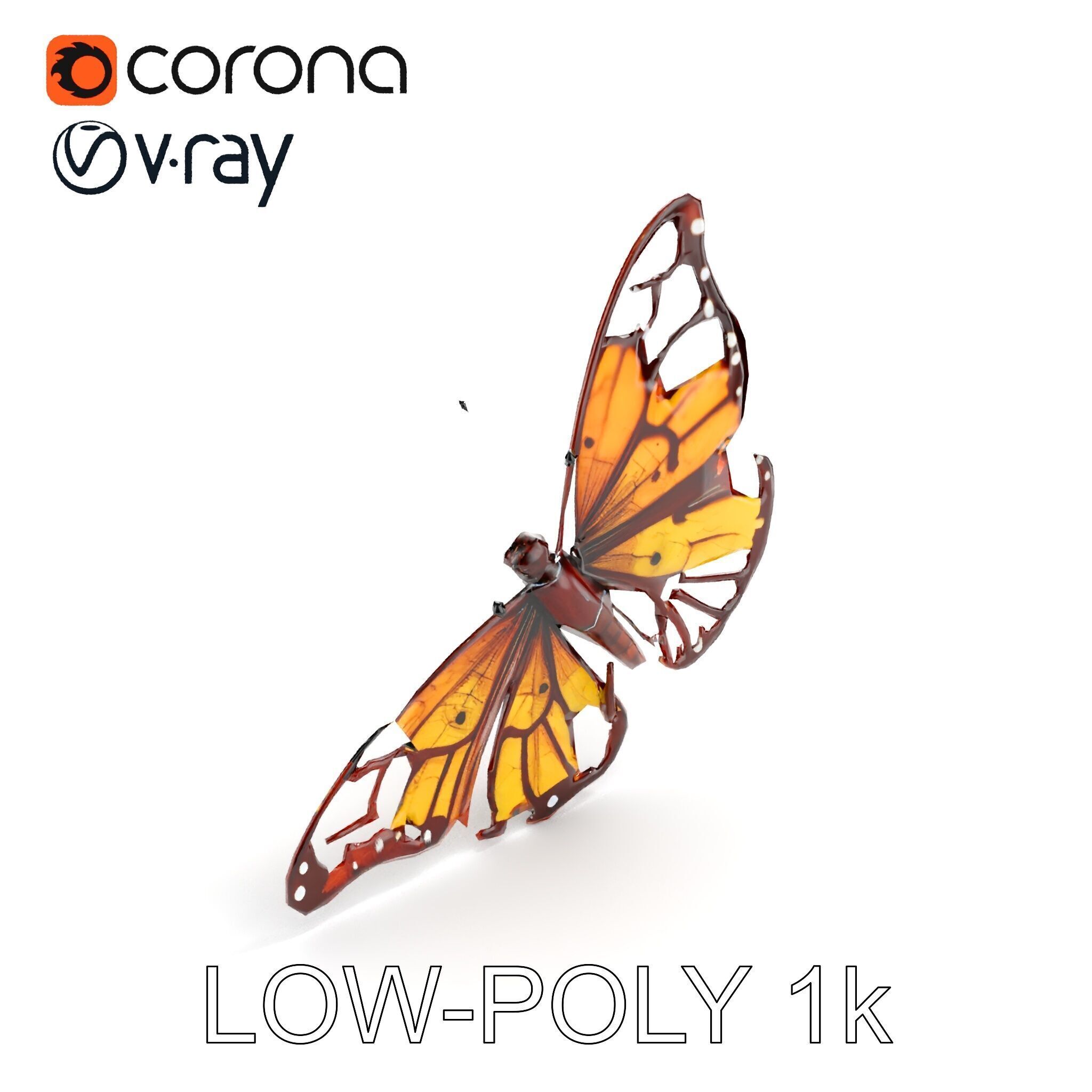 Monarch Butterfly D Model Pack Low-poly 3D model_21