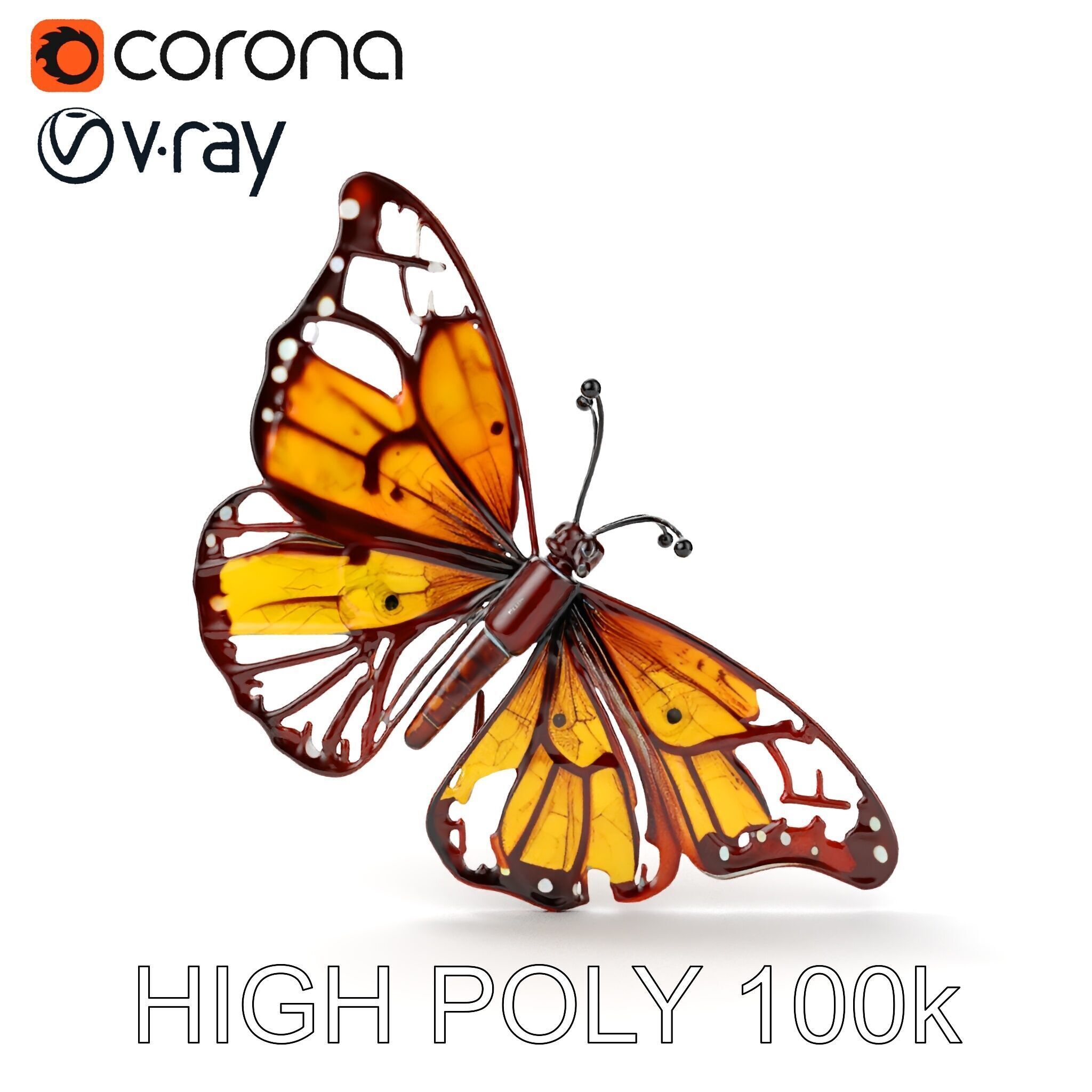 Monarch Butterfly D Model Pack Low-poly 3D model_13