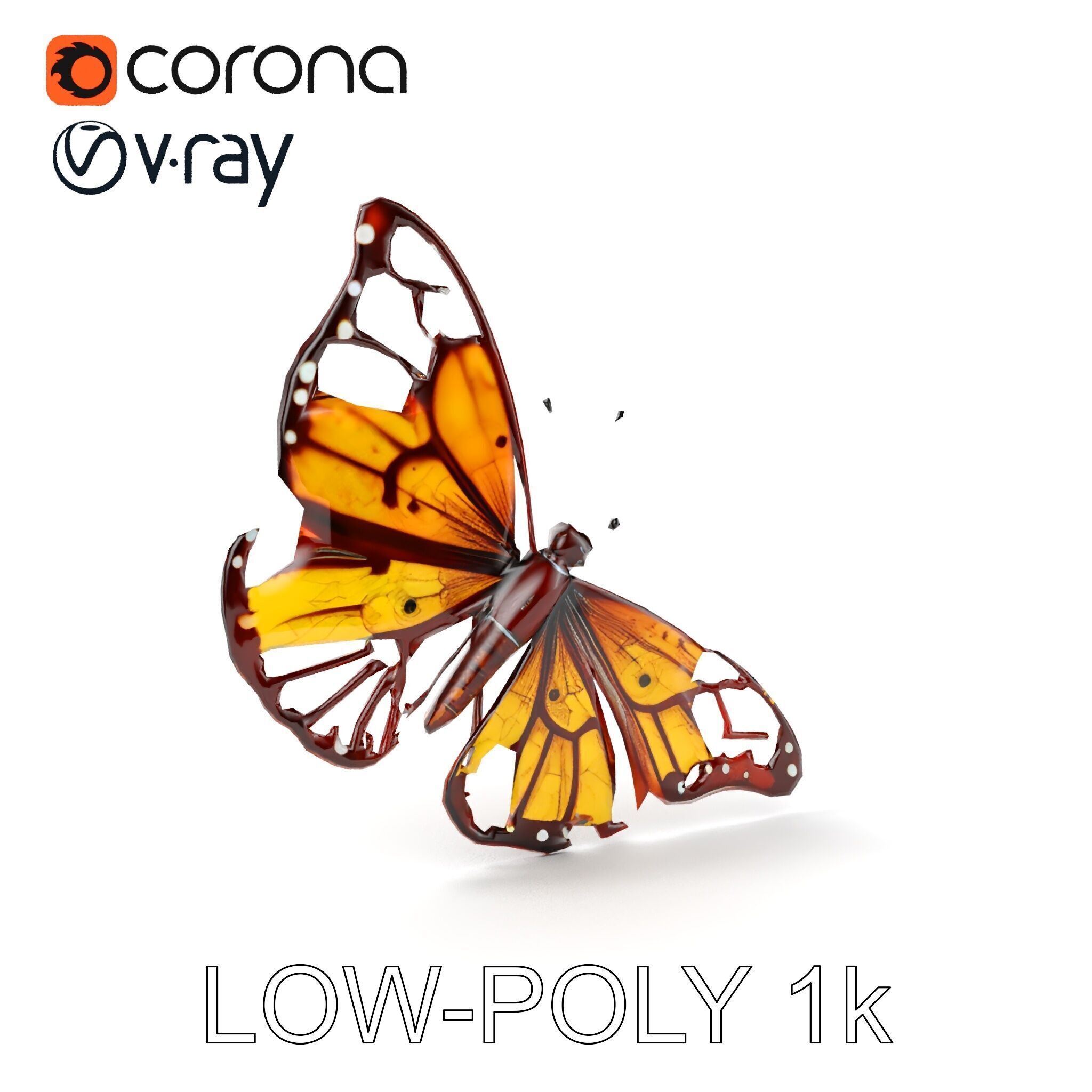 Monarch Butterfly D Model Pack Low-poly 3D model_9
