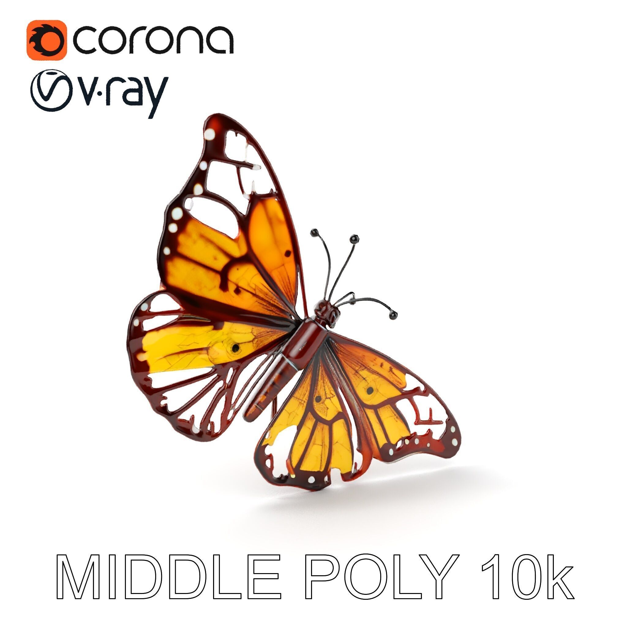 Monarch Butterfly D Model Pack Low-poly 3D model_14