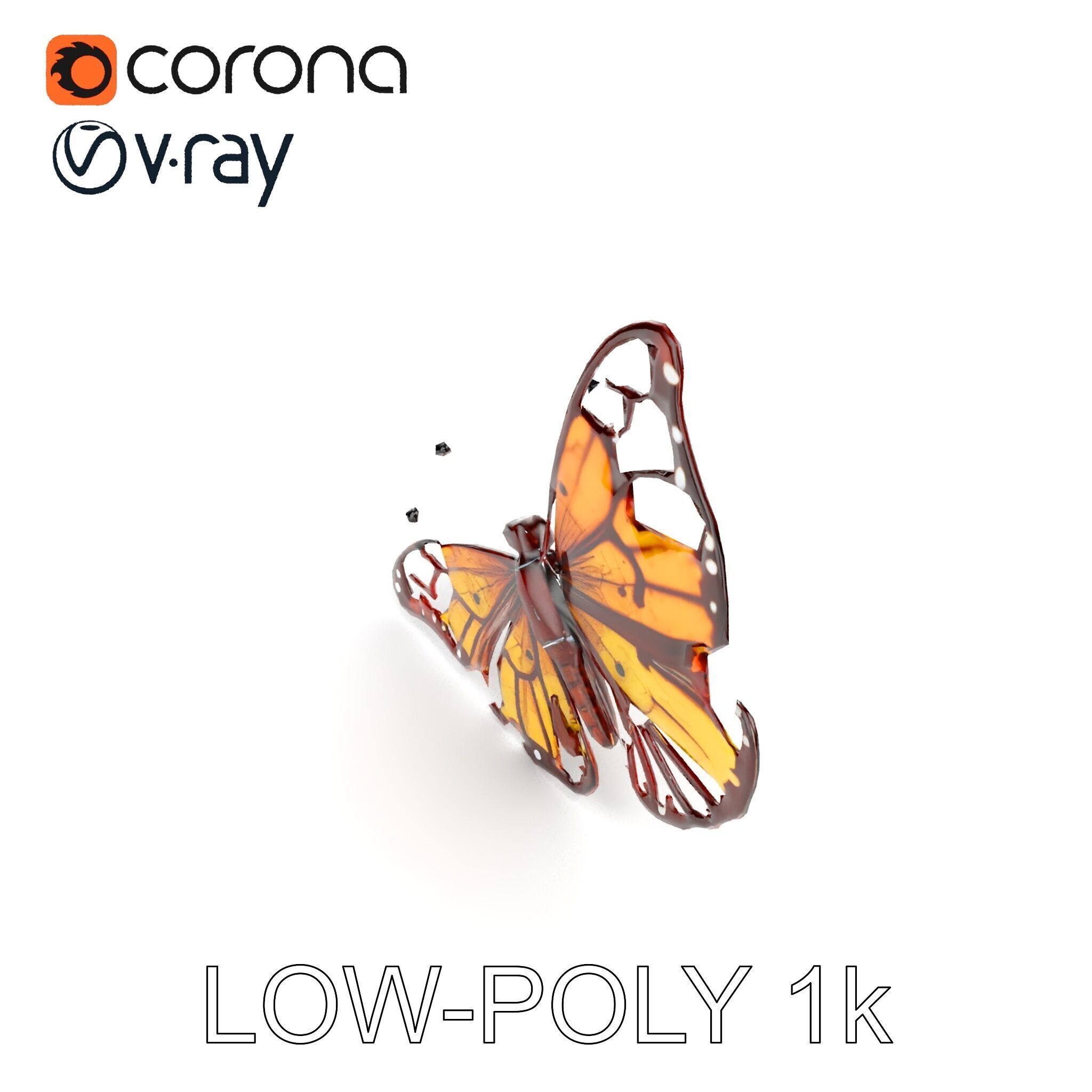 Monarch Butterfly D Model Pack Low-poly 3D model_7