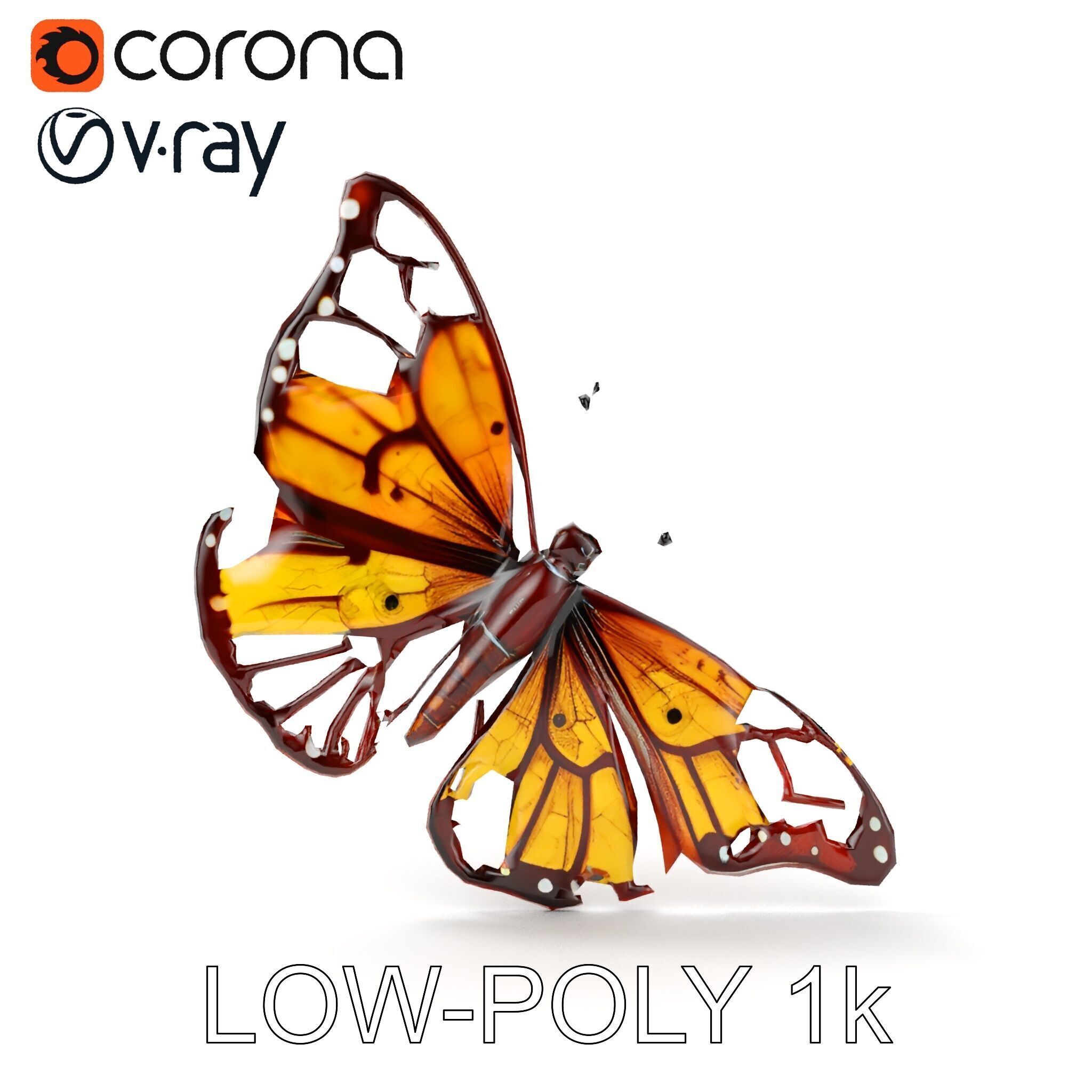 Monarch Butterfly D Model Pack Low-poly 3D model_15
