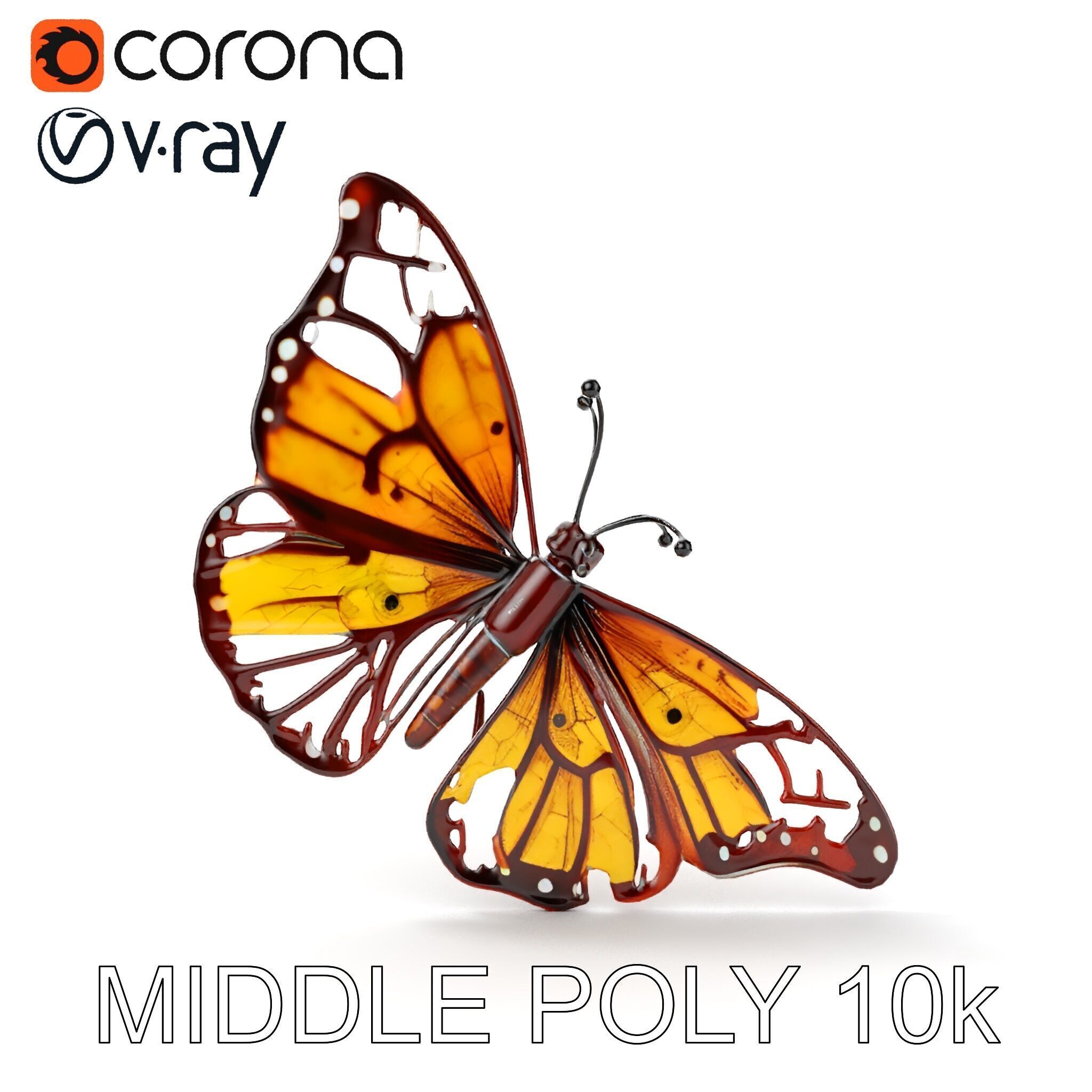 Monarch Butterfly D Model Pack Low-poly 3D model_17
