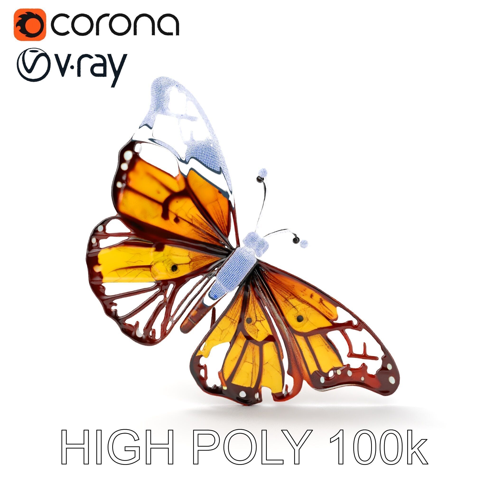 Monarch Butterfly D Model Pack Low-poly 3D model_24