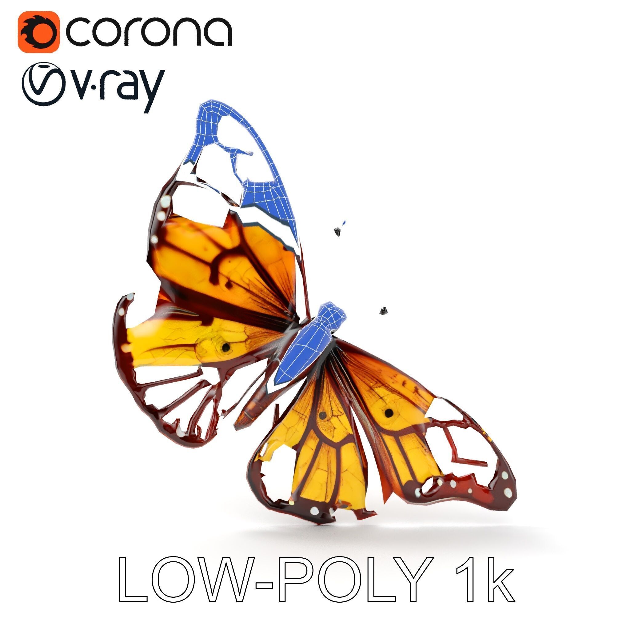 Monarch Butterfly D Model Pack Low-poly 3D model_31